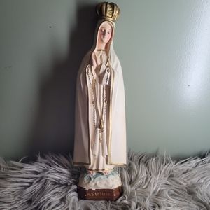 Large Italian Chalkware Our Lady of Fatima Madonna Virgin Mary Statue Figurine